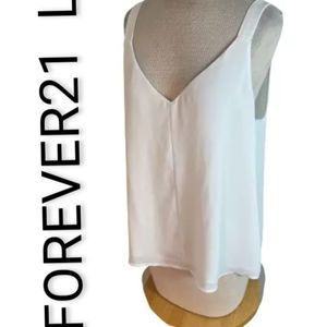 Forever 21 Strappy White Flowy Tank Top L